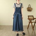 デニムワンピース ワンピース ジャンパースカート デニムジャンスカワンピース レディース オールインワン ロングデニムジャンパースカートサロペット