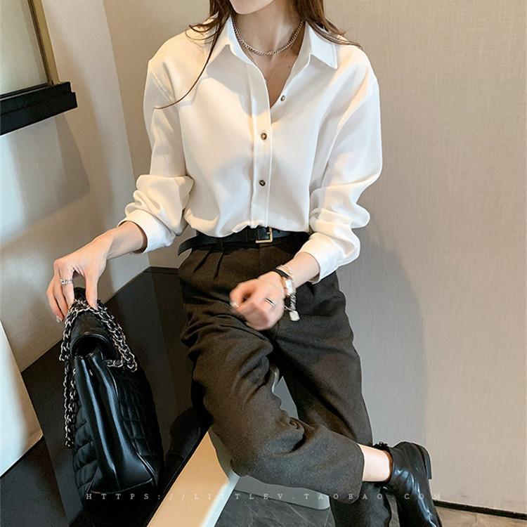 レトロ ビジネスシャツ 長袖 レディース コールテンシャツ 開襟シャツ ボタンシャツ トップス フォーマルシャツ 大人きれいめ 仕事 OLシャツ きれいめ 秋冬