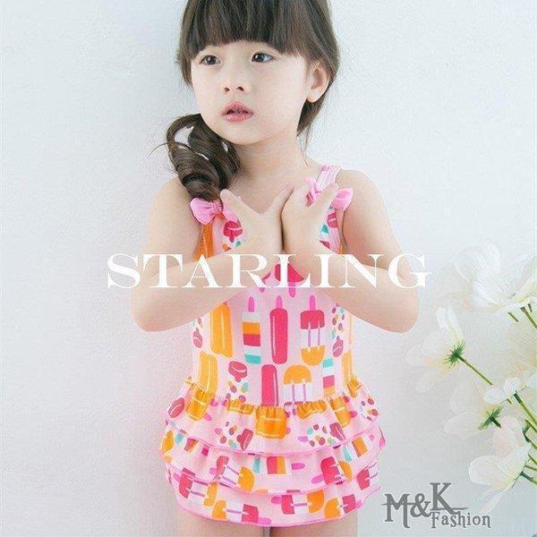 水着 女の子 ガール アイス リボン 子供 キッズ ジュニア 可愛い おしゃれ スイムウェア スカート フリル