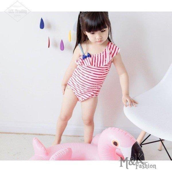 水着　子供水着 連体水着　韓国風　スカラップ　ストライプ　体型カバー キャミ　バンドゥビキニ　可愛い　紫外線カット ビーチ　ミズギ　爽やか