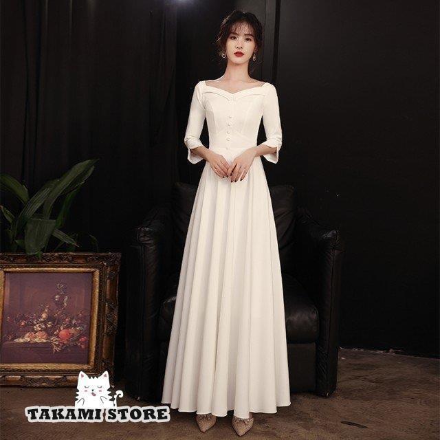 乐天商城 - ウェディングドレス 白 花嫁 二次会 ドレス ロング ロングドレス パーティードレス 結婚式 お呼ばれドレス 黒 シンプル 大きいサイズ 3L Aライン フレア
