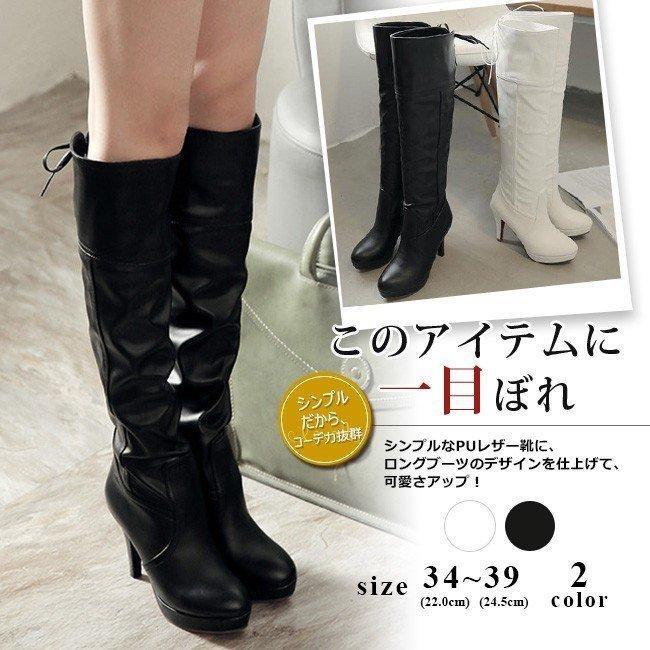 ロングブーツ レディース ニーハイブーツ 無地 ハイヒール 厚底 美脚 カジュアル おしゃれ 歩きやすい ..