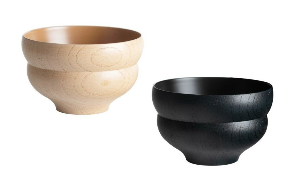 【天然木・漆器】くるむシリーズ・もっこ型汁椀（白・紺）