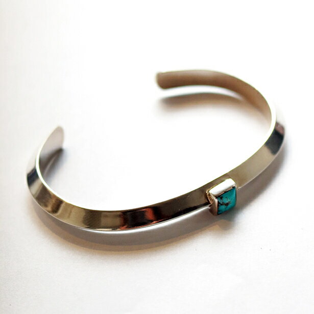 【Sunku Triangle Bangle (M) W/Turquoise】サンク シルバーバングル シルバー バングル シンプル ターコイズ メンズ レディース ペアターコイズブレス ブレスレット バングル ギフト プレゼント [SK-194]