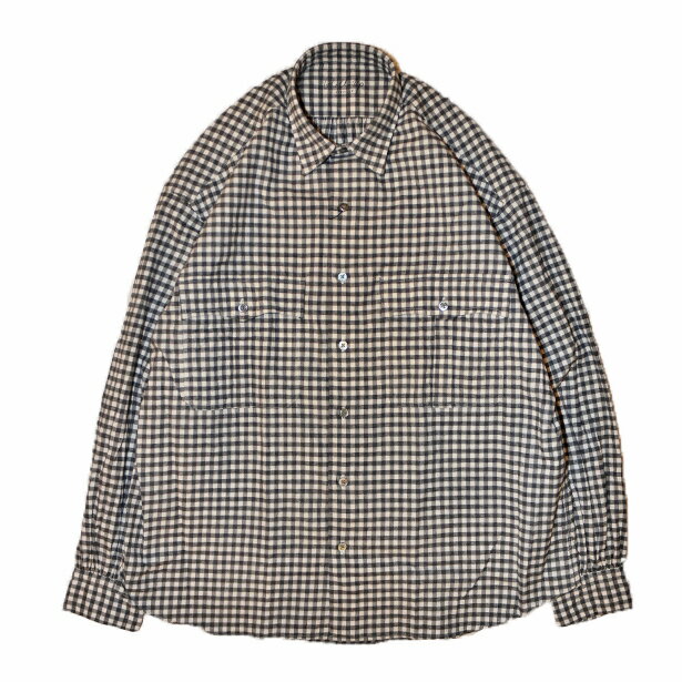 Porter Classic ROLL UP FLANNEL GINGHAM CHECK SHIRT ポータークラシック フランネル ギンガムチェック シャツ（CHARCOAL GRAY）[PC-016-3684]