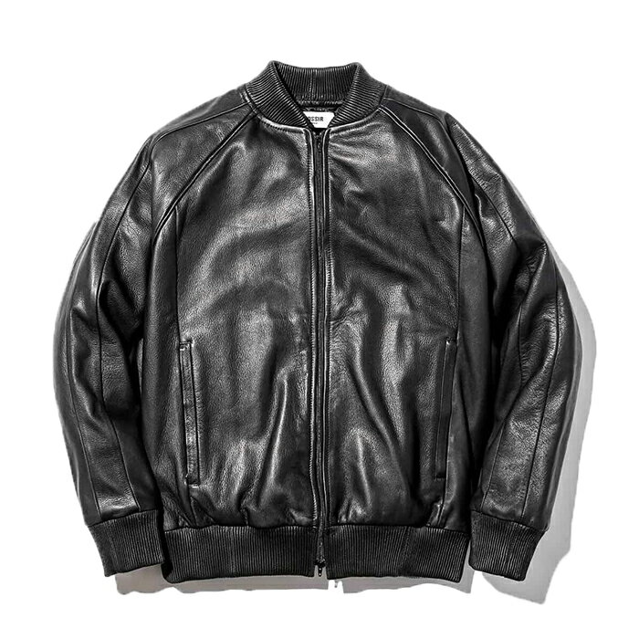 Leather Jacket - MOSSIR LAY Leather Track Jacket モシール ウォッシャブルレザートラックジャケット レイ（BLACK）[MOJK003]