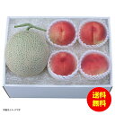 お中元 北海道産赤肉メロン&山梨県産の桃冷蔵 82614 【送料無料 北海道・沖縄・東北 別途加算】 [御中元 ギフト 中元 贈り物 結婚内祝い 新築内祝い 快...