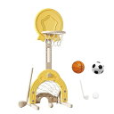 ミニ 3in1 バスケットゴール 子供用 バスケットボールフープセット ボックス早期教育のおもちゃラック 高さ調節可能 (バスケット サッカー ゴルフ付き) 室...