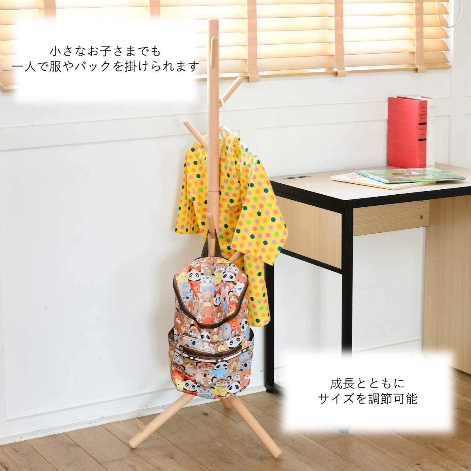 木製 ハンガーラック ポールハンガー おしゃれ 省スペース 天然木 玄関 ブナ コートハンガー シンプル パインハンガー コート 洋服掛け 洗濯物干し かばん掛け 帽子掛けスタンド 枝型設計 組立て簡単 家庭用 部屋干し 洗濯物干 一人暮らし 安定性 頑丈 衣類 玄関収納 全3色 3