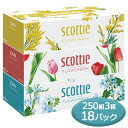 【ポイント5倍 期間限定 】【個人様購入可能】 スコッティ ティシュー フラワーボックス 250組 3箱パック ×18パック scottie ティッシュペーパー 送料無料 00084