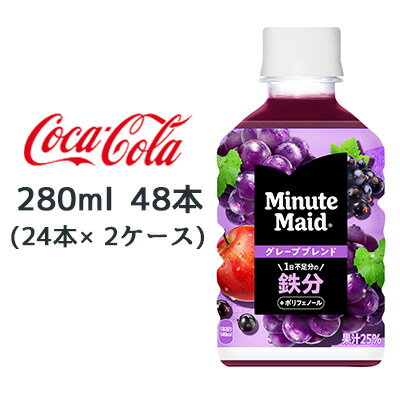 【個人様購入可能】● コカ・コーラ ミニッツメイド グレープブレンド 鉄分 280ml PET 48本( 24本×2ケース) Minute Maid 送料無料 47714