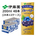 【個人様購入可能】伊藤園 ブルーベリー ぶどうmix 200ml 紙パック 48本 (24本×2ケース) アントシアニン 世界の果実 PC スマホ の使用に 送料無料 43628