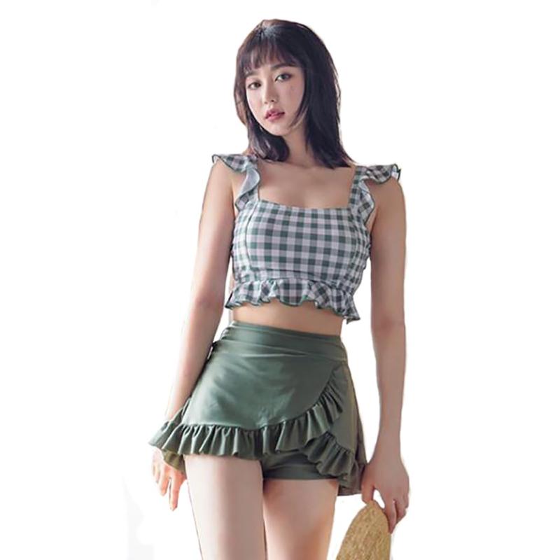 [Yejocely] 水着 ビキニ2点セット レディース 体型カバー 水着露出控えめ 高校生 ビスチェ風 大きいサ..