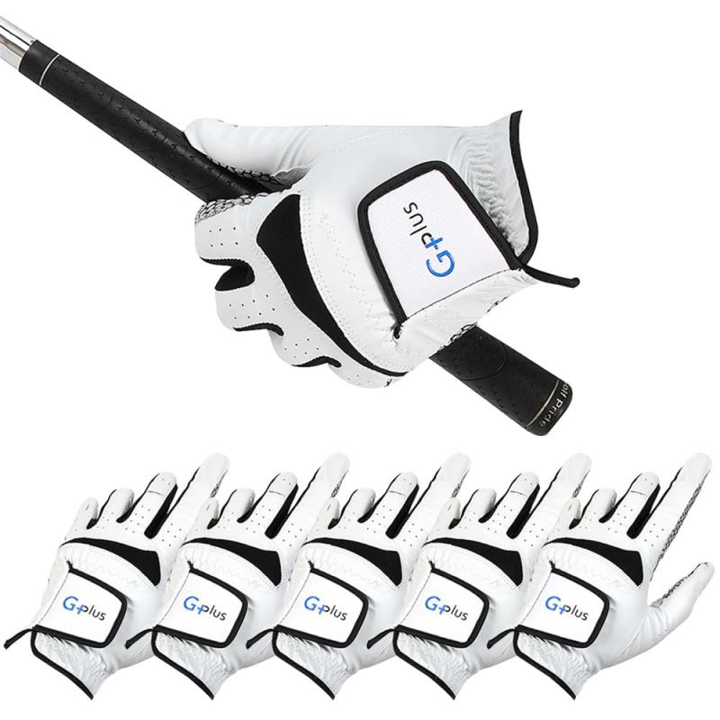 メンズ ゴルフグローブ 練習用 左手用 5個パック, G-plus Golf Glove 5 pack