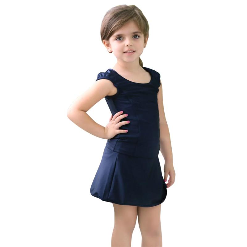 [RAVIR] ラヴィール スクール 水着 キッズ 子供用 女の子 2点セット セパレート UVカット トップス インパン付 ラップスカート