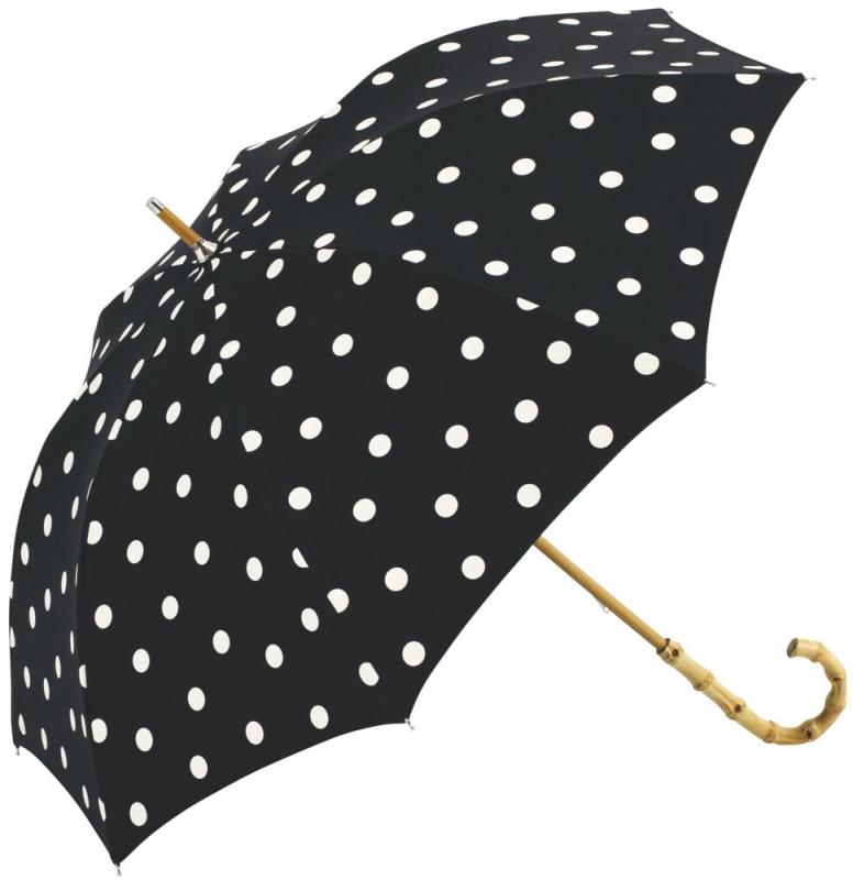乐天商城 - ビコーズ because 長傘 47cm UVカット加工 日傘 ポリエステル バンブーハンドル 晴雨兼用 レディース 婦人傘 おしゃれ 小さめ ドット