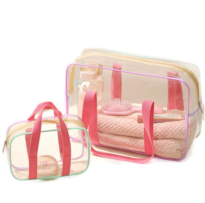 [yowodana] 2点セット プールバッグ ビニールバッグ 手提げバッグ ビーチバッグ ボストン 女の子 男の..