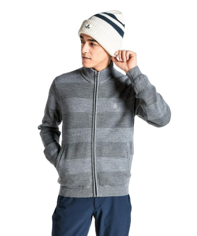 [マンシングウェア] セーター 防風 裏付き ニットブルゾン ボーダー柄 おしゃれ ゴルフ MG4FST23M メンズ
