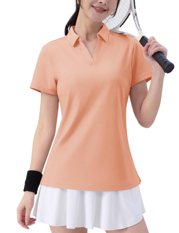 [TACVASEN] ポロシャツ レディース 速乾 vネック スボーツ 通勤ウエア ゴルフ ティーシャツ ハイキング upf50+ トレッキングウェア カジュアル オシャレ 仕事着 夏