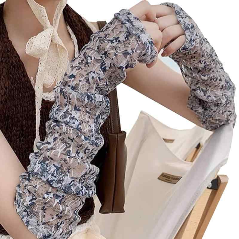 [SEENFAAN] レースアームカバー レディース 可愛い UVカット アームウォーマー 夏用 おしゃれ 薄手 アームスリーブ 手荒れ 指掛けタイプ ジュニア