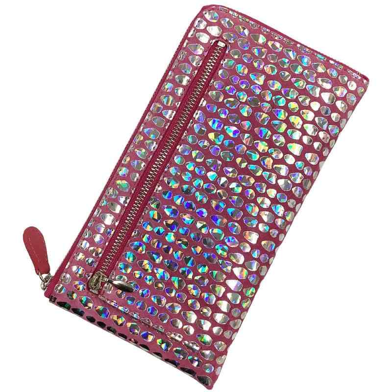 [HARUBE] 京都 浪速屋 薄型 L字ファスナー 大容量 長財布 通帳がゆったり 豚革 スウェード 友禅染 レディース ペイズリー 印象派 #86-188 「ピッグエナメル」