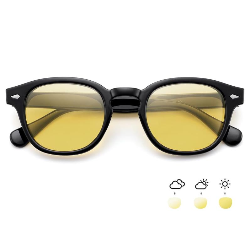 楽天つかさストアFeisedy 偏光変色サングラス UV400 紫外線カット カラーレンズ（調光·変色レンズ） 丸めがね 夜間用サングラス 運転 B1152