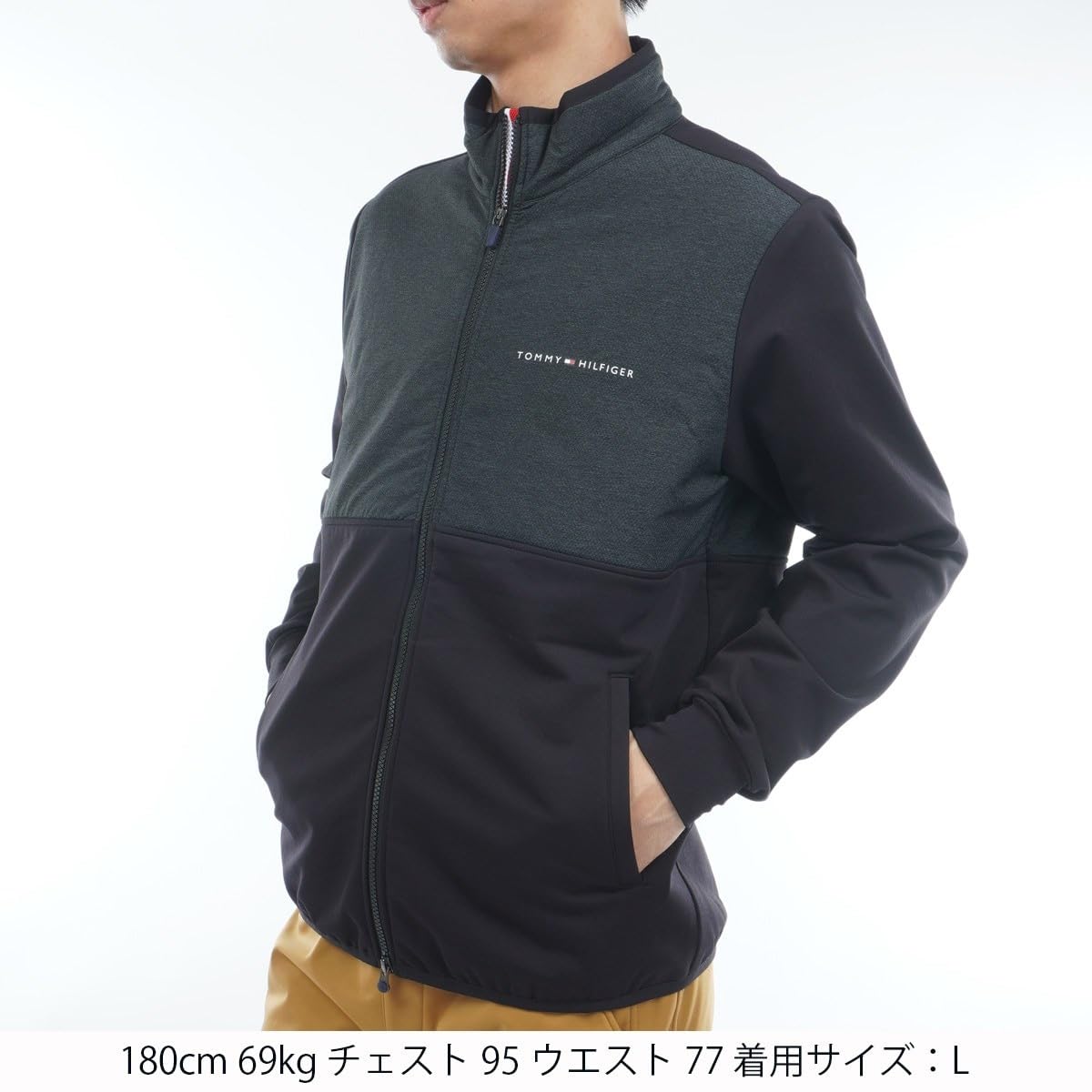 [Tommy Golf] Down Coat TOMMY HILFIGER GOLF (Tommy Hilfiger Golf) Men's Golf Wear Action Pleated Hybrid Padded Jacket Black Size M THMA586 M