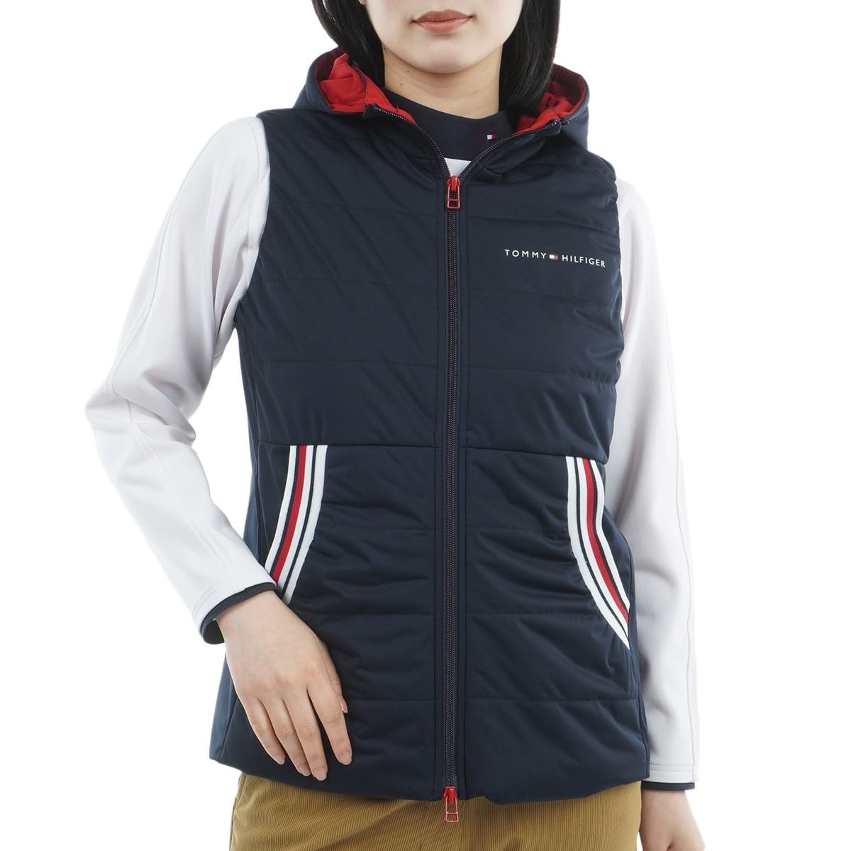 [トミー ゴルフ] ダウンベスト TOMMY HILFIGER GOLF(トミー ヒルフィガー ゴルフ) レディースゴルフウェア 中綿 キルトベスト ネイビー Lサイズ THLA581 L