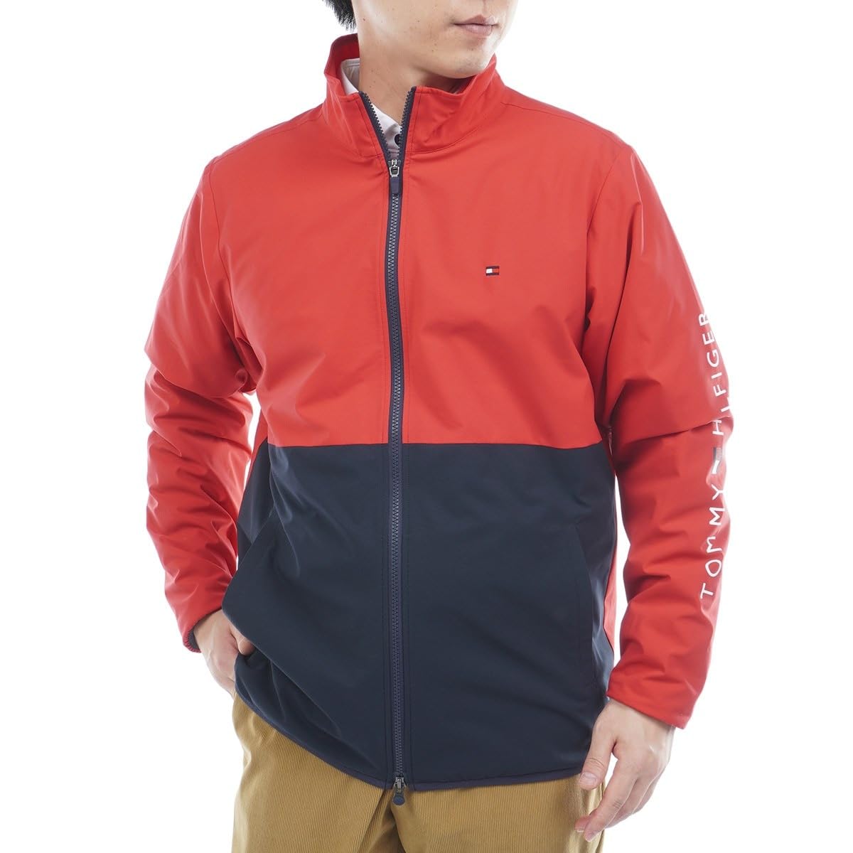 [Tommy Golf] Windbreaker TOMMY HILFIGER GOLF Men's Golf Wear Color Block Wind Jacket Red LL Size THMA567 LL