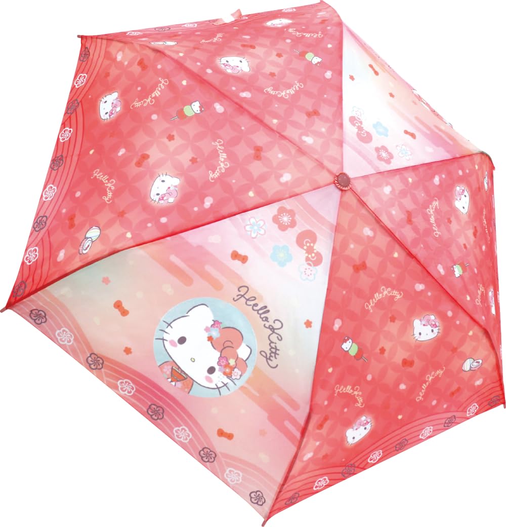 サンリオ ハローキティ 和柄シリーズ 花日和 折畳傘 手開き式 親骨53cm キャラクター 傘 男の子 女の子 可愛い 雨 かさ 梅雨対策 通学 100~110cm 正規品 軽量 ケース付き 折り畳み傘 Hellokitty