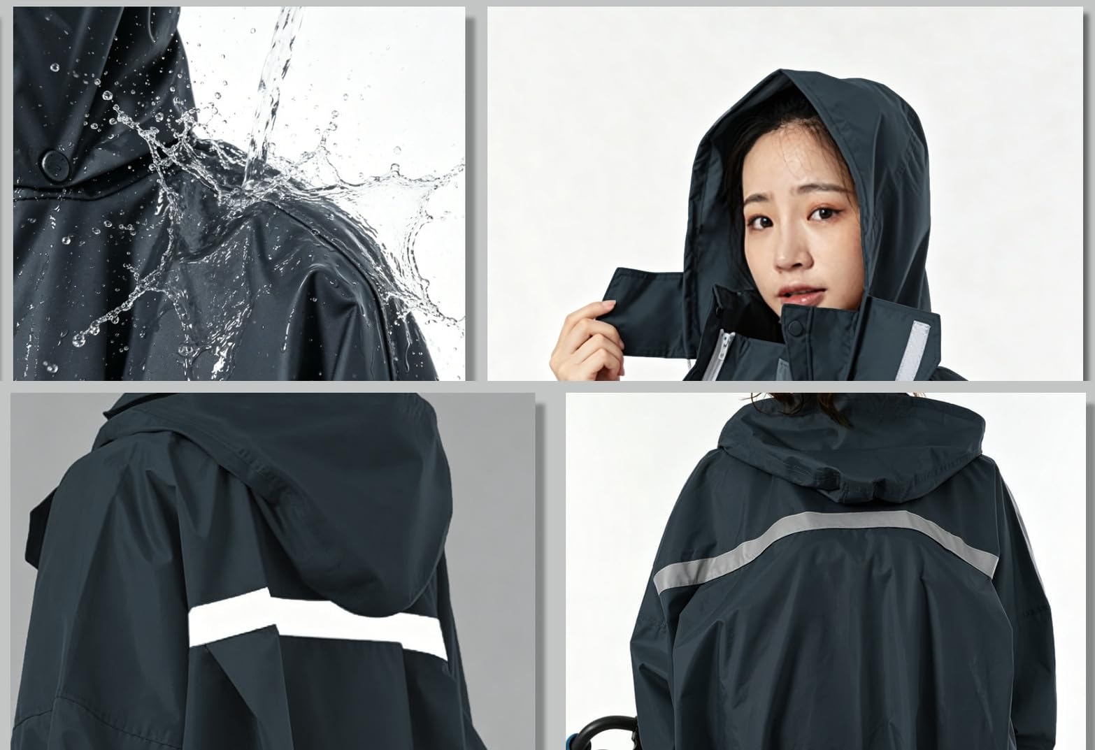 レインコートメンズ 自転車 レインポンチョ 雨具 カッパ レインウェア レディース ロング丈 リュック対応 ゆったり 大きいツバ 完全防水 防風 豪雨 梅雨 高視認性 収納袋付き バイク 通勤通学 幼稚園迎え アウトドア tsukasastore-10156952 つかさストア サンプル画像2