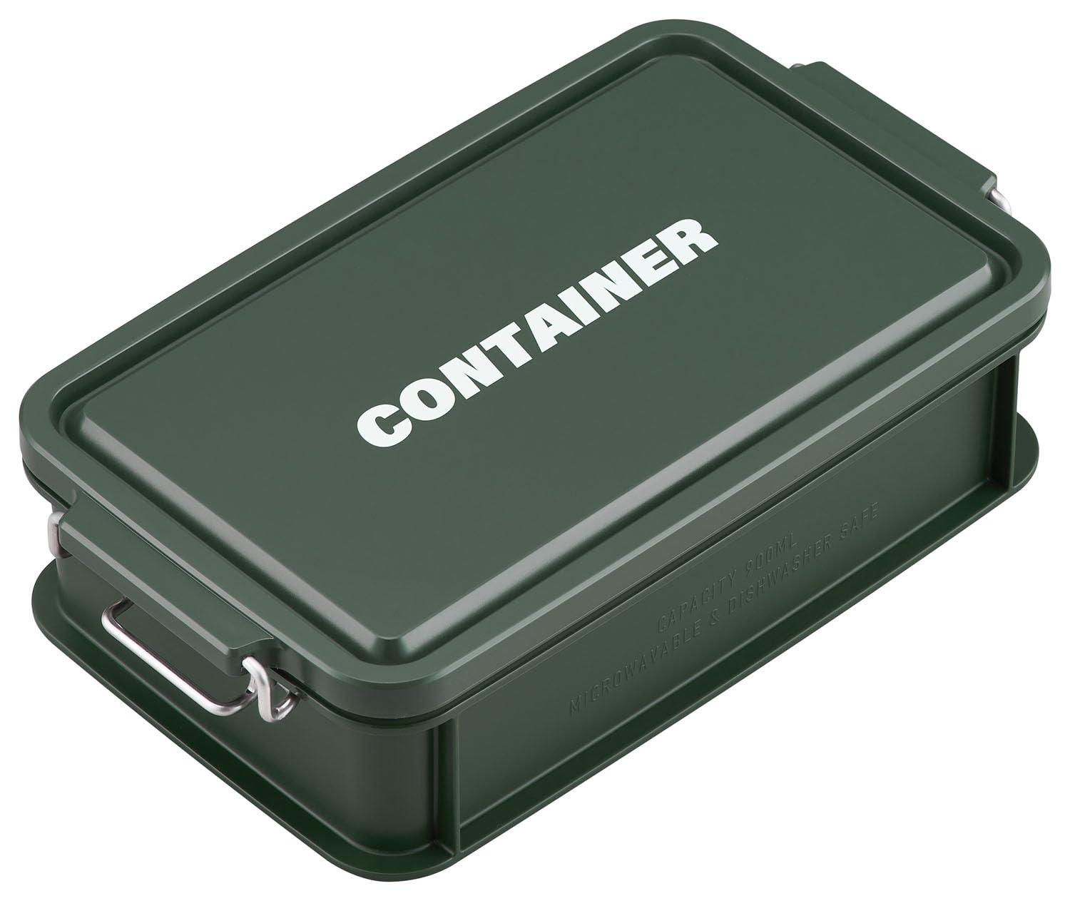 OSK(オーエスケー) 弁当箱 CONTAINER コンテナランチボックス 仕切付 グリーン 900ml 日本製 食洗機 電子レンジ対応 汚れにくい 抗菌 2点ロック パッキン付き 汁漏れ防止 おしゃれ かわいい 小物