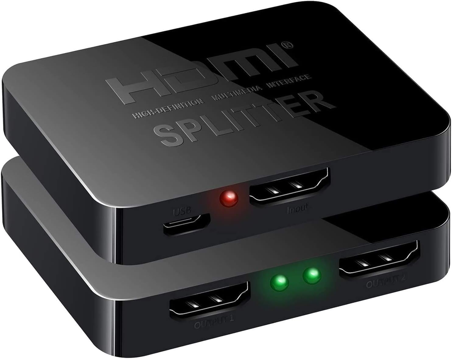 Parishop HDMI分配器 4Kx2K HDMIスプリッター 1入力2出力 2画面同時出力可能 3D、フルHD、 1080P、HDCP1.4対応 USB電源ケーブル 接続簡単 PS5/Xbox/ゲーム機/HDTV/DVDプレーヤー/PCなどに適用
