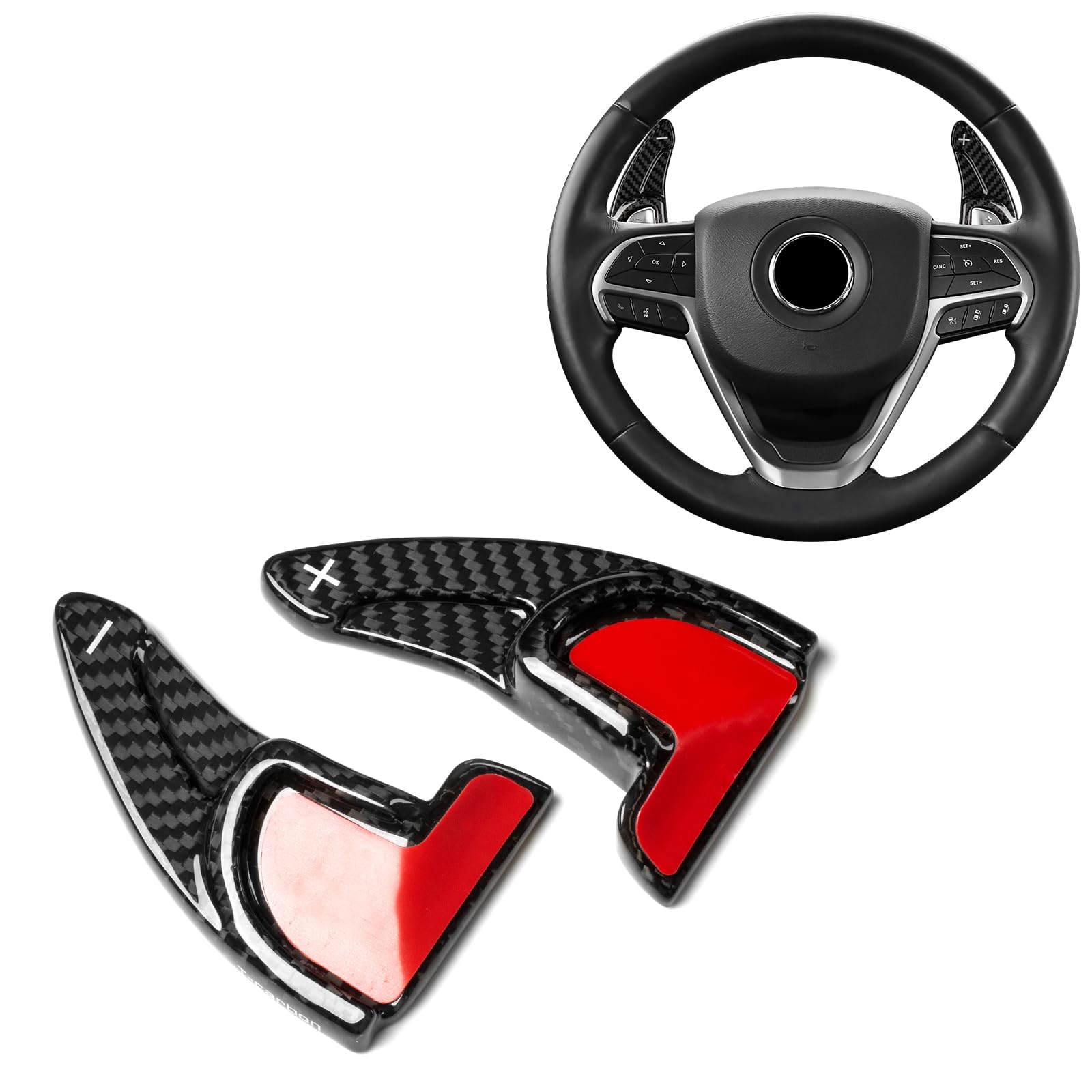 T-carbon ダッジに適用する パドルシフトカバー リアルカーボン製 ダッジチャレンジャ- 2015-2024などに適用シフト パドルシフトエクステンションチャージャー デュランゴ アクセサリー ブラッ