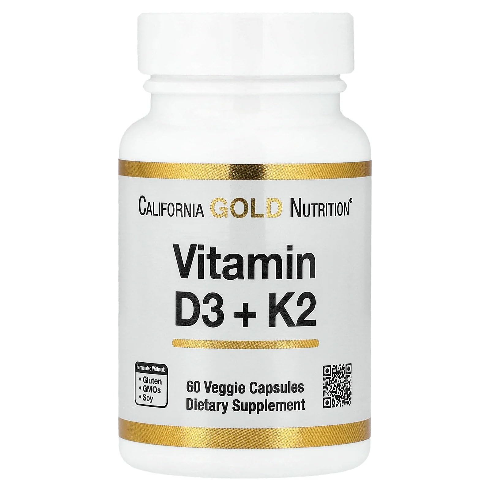 California Gold Nutrition, ビタミンD3＋K2、ベジカプセル60粒