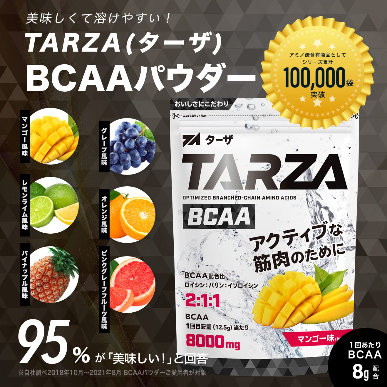 つかさストアのTARZA（ターザ） BCAA 8000mg アミノ酸 クエン酸 パウダー ピンクグレープフルーツ風味 国産｜アングル2