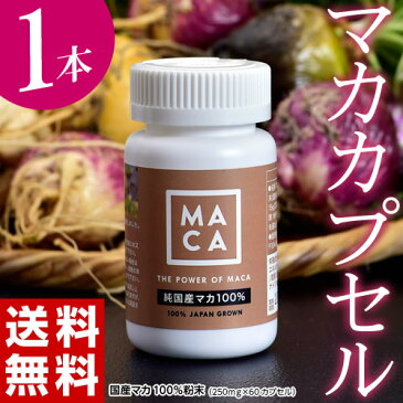 マカ サプリ サプリメント 国産マカ100％『マカ　カプセル』1本(250mg×60カプセル入り) 元気 妊活 国産 美容 健康 食品 健康食品 カプセル 男性 女性 アルギニン 栄養 精力 常温 送料無料 【同梱不可】【築地出荷】 ☆