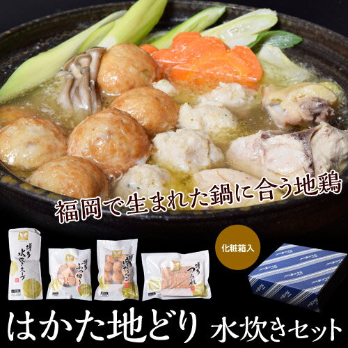 《送料無料》「はかた地鶏　水炊きセット」（スープ600g×1、ぶつ切り300g×1、つみれ200g×1、肉だんご200g×1）　※冷凍 ◯