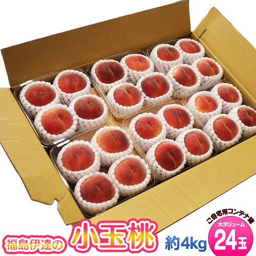 桃 もも 『伊達の小玉桃』 福島県産 秀品 約4kg24玉(4玉×6パック) 産地箱 ※常温 送料無料