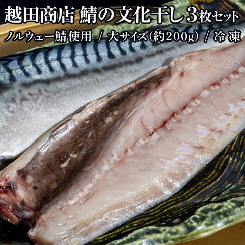 鯖 さば【越田商店　鯖の文化干し 3枚セット（約200g）大サイズ（ノルウェー鯖使用）】※冷凍のサムネイル