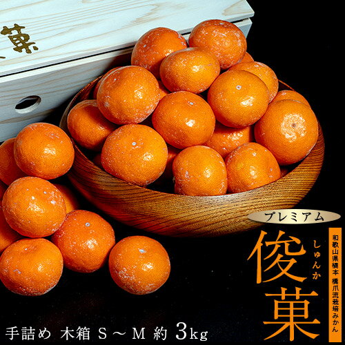 橋爪流栽培みかん 俊菓 (しゅんか) プレミアム和三盆 和歌山県産 S～Mサイズ 約3kg 木箱入※常温 送料無料
