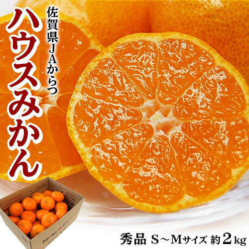 みかん 『ハウスみかん』 佐賀県産 JAからつ 秀品 約2kg (目安として20～24玉) S～Mサイズ ※常温 送料無料