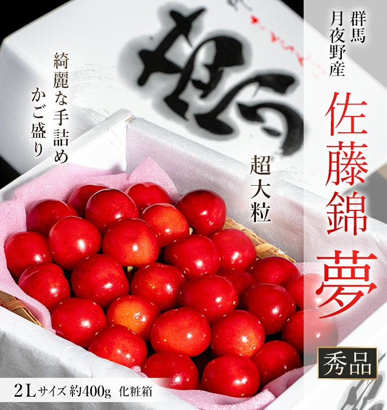 さくらんぼ 佐藤錦 夢 群馬県月夜野産 かご盛り 秀品 2Lサイズ以上 約400g ※冷蔵 送料無料