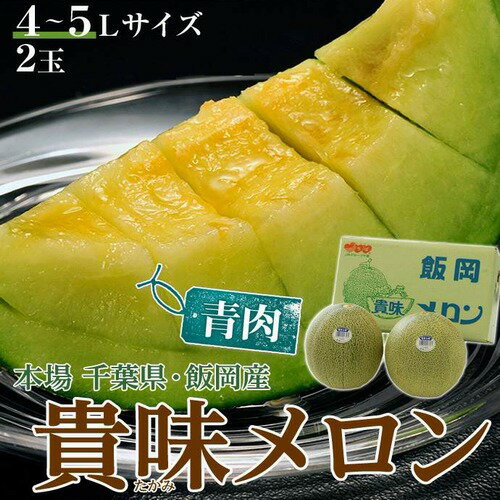 貴味メロン（青肉） 千葉県飯岡産 4〜6L×2玉 合計約3.6kg 秀品以上 ※常温　送料無料 メロン 青肉メロンのサムネイル