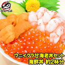 【送料無料】築地市場のウニイクラ甘海老丼セット 海鮮セット 無添加生ウニ100g＆いくら100g＆甘海老200g 海鮮丼で約2杯分【うに ウニ いくら イクラ 甘エビ 甘えび 手巻き寿司 寿司ネタ 築地市場 豊洲市場 ギフト】【smtb-T】rn