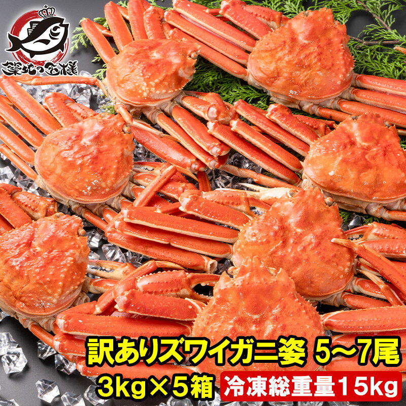 訳あり ズワイガニ 姿 合計15kg前後 25〜35尾 3kg×5箱 冷凍ゆでがに 本ズワイガニ ボイル冷凍 ズワイ蟹 ずわいがに かに カニ 蟹 ずわい蟹 豊...