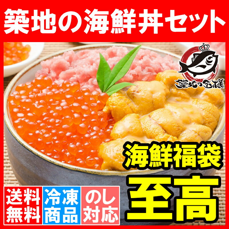 【送料無料 海鮮福袋】築地の海鮮丼セット 至高 約2〜3人前 王様のネギトロ＆無添加生ウニ＆北海道産いくら。解凍してご飯にのせるだけで海鮮丼！ギフトにも最適な3大人気商品【うに イクラ ねぎとろ ギフト 詰め合わせ 寿司 刺身 築地市場 豊洲市場】【smtb-T】【あす楽】rn