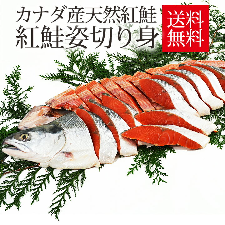 紅鮭 カナダ産 送料無料 天然 紅鮭 甘塩天然紅鮭 姿切り身 約1.7kgから1.9kg 1尾鮭 紅鮭 姿切身 姿造り 父の日 お中元 ギフト プレゼント ご進物 頭付き