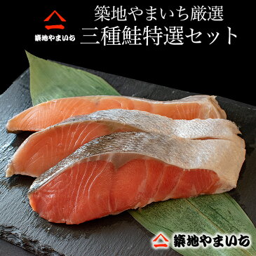 厚切り三種の特選鮭セット カナダ産天然紅鮭(甘口)2切れ カナダ産(無塩)キングサーモン2切れ ノルウェー産(甘塩)トラウトサーモン2切れ
