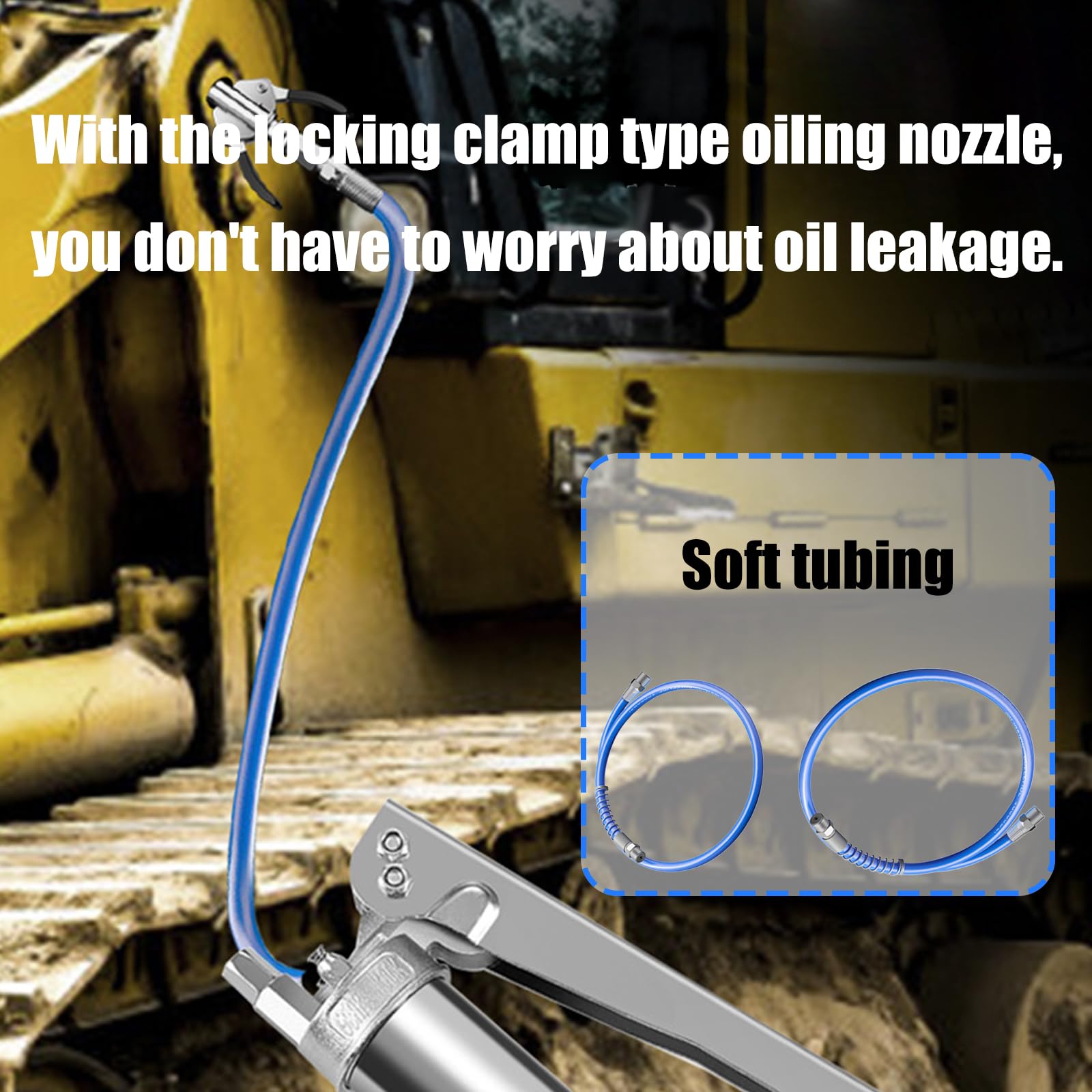 2PCSグリースホースの交換10000PSIマニュアルおよび電気グリースグリースホースの交換用のカプラー付き柔軟なアンチキンク設計